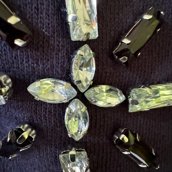 New Banana Republic S Navy jeweled embellishment zippered full front sweater. - Picture 7 of 8